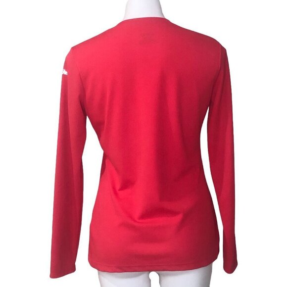 Asics Logo Pink Long Sleeve Athletic Top, V-Neck Women's Size M - Picture 5 of 8